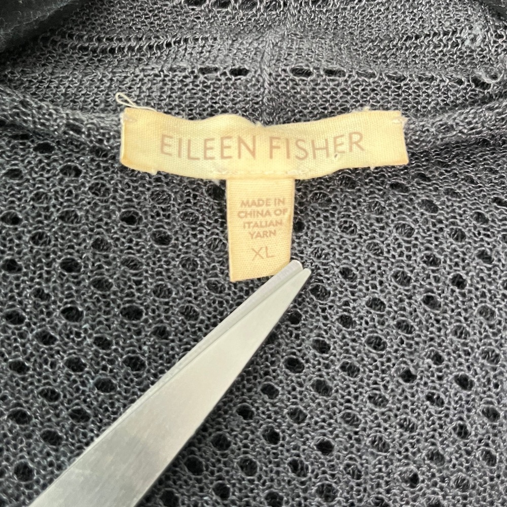 Eileen Fisher Open Front Knit Cardigan‎ XL Gray Draped Lightweight Travel Office - Picture 5 of 8